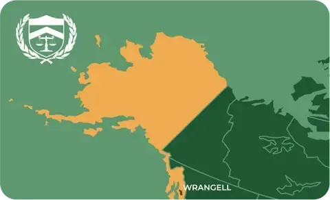State map with Wrangell, Alaska highlighted, showing that Cash for Arms purchases guns in Wrangell