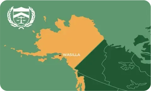 State map with Wasilla, Alaska highlighted, showing that Cash for Arms purchases guns in Wasilla
