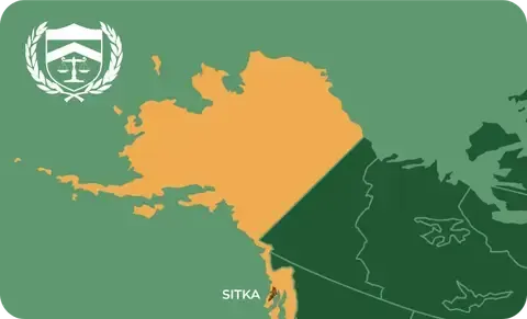 State map with Sitka, Alaska highlighted, showing that Cash for Arms purchases guns in Sitka