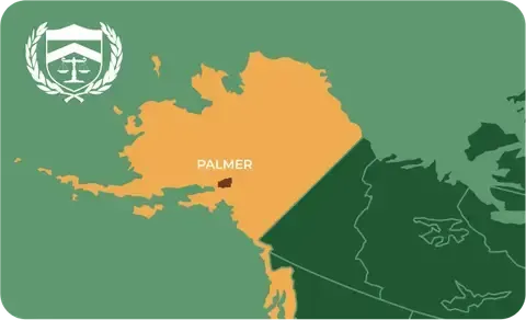 State map with Palmer, Alaska highlighted, showing that Cash for Arms purchases guns in Palmer