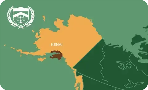 State map with Kenai, Alaska highlighted, showing that Cash for Arms purchases guns in Kenai