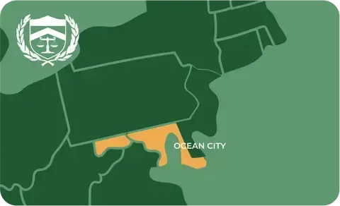 State map with Ocean City, Maryland highlighted, showing that Cash for Arms purchases guns in Ocean City