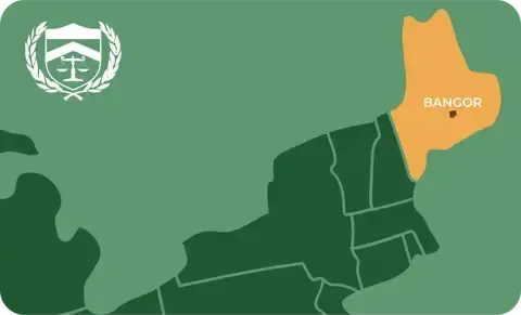 State map with Bangor, Maine highlighted, showing that Cash for Arms purchases guns in Bangor