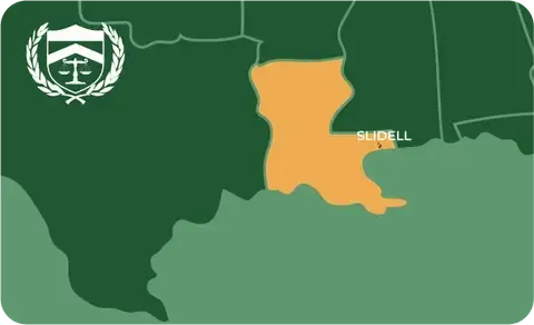 State map with Slidell, Louisiana highlighted, showing that Cash for Arms purchases guns in Slidell