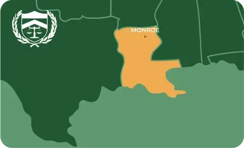 State map with Monroe, Louisiana highlighted, showing that Cash for Arms purchases guns in Monroe