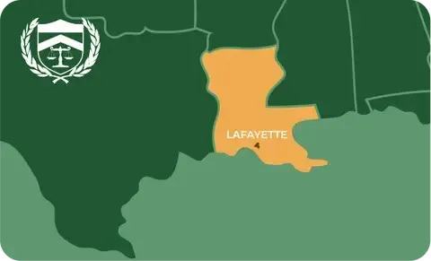 State map with Lafayette, Louisiana highlighted, showing that Cash for Arms purchases guns in Lafayette