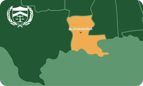 State map with Alexandria, Louisiana highlighted, showing that Cash for Arms purchases guns in Alexandria