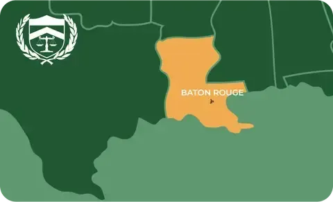 State map with Baton Rouge, Louisiana highlighted, showing that Cash for Arms purchases guns in Baton Rouge