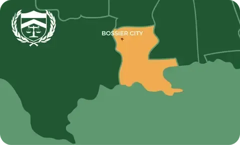 State map with Bossier City, Louisiana highlighted, showing that Cash for Arms purchases guns in Bossier City