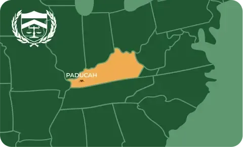 State map with Paducah, Kentucky highlighted, showing that Cash for Arms purchases guns in Paducah