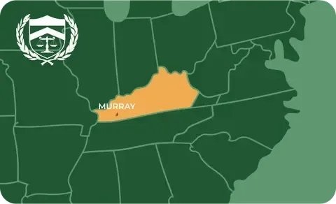 State map with Murray, Kentucky highlighted, showing that Cash for Arms purchases guns in Murray