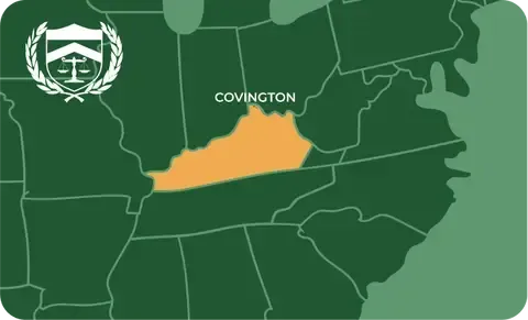 State map with Covington, Kentucky highlighted, showing that Cash for Arms purchases guns in Covington