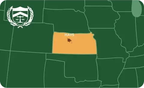 State map with Hays, Kansas highlighted, showing that Cash for Arms purchases guns in Hays