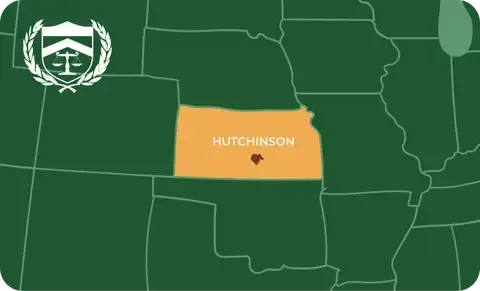 State map with Hutchinson, Kansas highlighted, showing that Cash for Arms purchases guns in Hutchinson