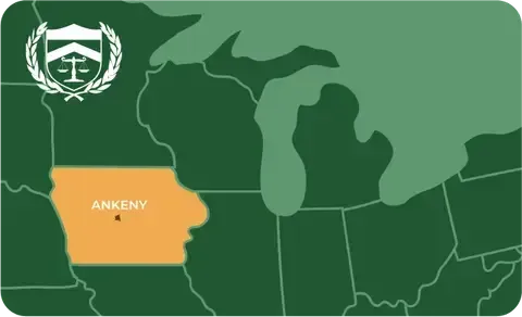 State map with Ankeny, Iowa highlighted, showing that Cash for Arms purchases guns in Ankeny