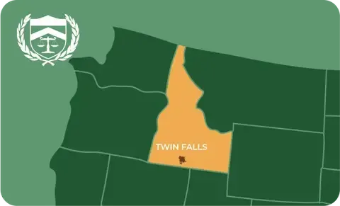 State map with Twin Falls, Idaho highlighted, showing that Cash for Arms purchases guns in Twin Falls
