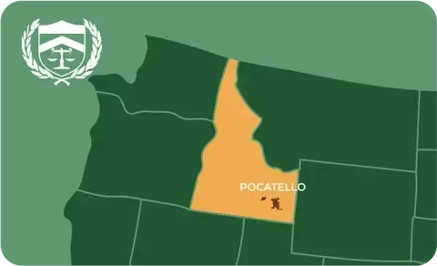 State map with Pocatello, Idaho highlighted, showing that Cash for Arms purchases guns in Pocatello