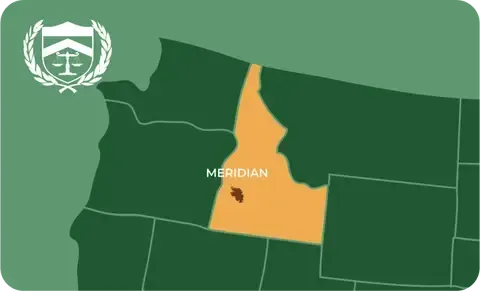 State map with Meridian, Idaho highlighted, showing that Cash for Arms purchases guns in Meridian