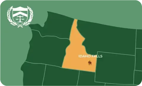 State map with Idaho Falls, Idaho highlighted, showing that Cash for Arms purchases guns in Idaho Falls