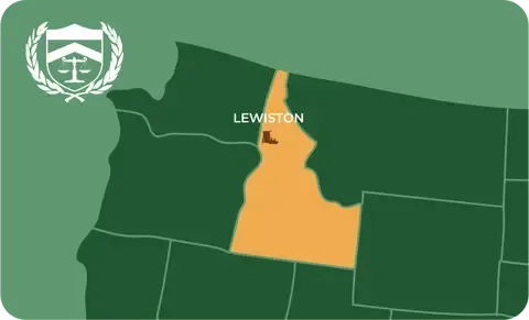State map with Lewiston, Idaho highlighted, showing that Cash for Arms purchases guns in Lewiston