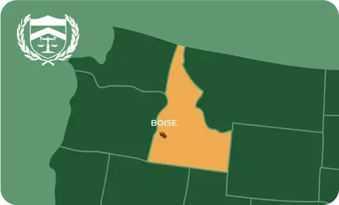 State map with Boise, Idaho highlighted, showing that Cash for Arms purchases guns in Boise