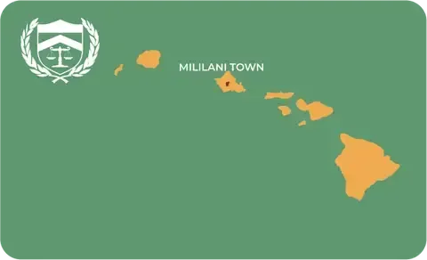 State map with Mililani Town, Hawaii highlighted, showing that Cash for Arms purchases guns in Mililani Town