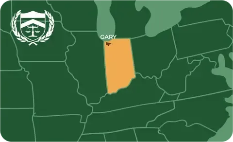 State map with Gary, Indiana highlighted, showing that Cash for Arms purchases guns in Gary