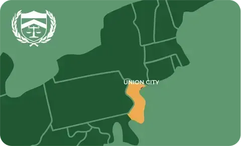 State map with Union City, New Jersey highlighted, showing that Cash for Arms purchases guns in Union City