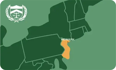 State map with Newark, New Jersey highlighted, showing that Cash for Arms purchases guns in Newark