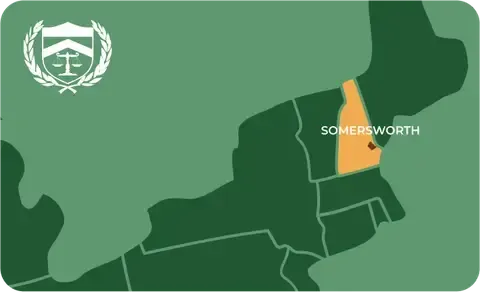 State map with Somersworth, New Hampshire highlighted, showing that Cash for Arms purchases guns in Somersworth