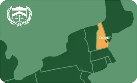 State map with Dover, New Hampshire highlighted, showing that Cash for Arms purchases guns in Dover