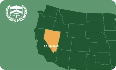 State map with Pahrump, Nevada highlighted, showing that Cash for Arms purchases guns in Pahrump