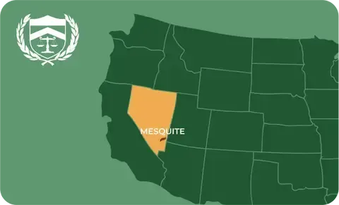 State map with Mesquite, Nevada highlighted, showing that Cash for Arms purchases guns in Mesquite