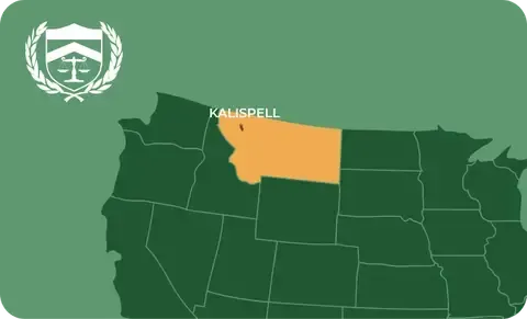 State map with Kalispell, Montana highlighted, showing that Cash for Arms purchases guns in Kalispell