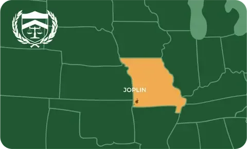 State map with Joplin, Missouri highlighted, showing that Cash for Arms purchases guns in Joplin
