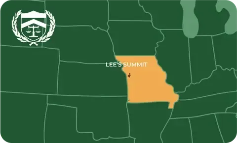 State map with Lee's Summit, Missouri highlighted, showing that Cash for Arms purchases guns in Lee's Summit