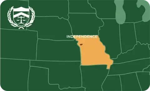 State map with Independence, Missouri highlighted, showing that Cash for Arms purchases guns in Independence