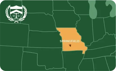 State map with Springfield, Missouri highlighted, showing that Cash for Arms purchases guns in Springfield