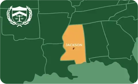 State map with Jackson, Mississippi highlighted, showing that Cash for Arms purchases guns in Jackson