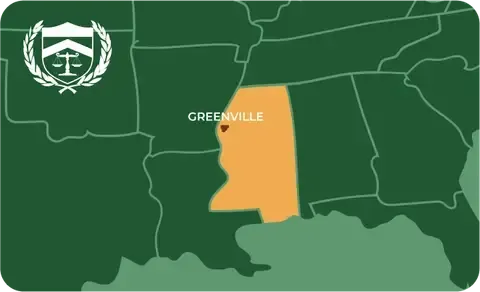 State map with Greenville, Mississippi highlighted, showing that Cash for Arms purchases guns in Greenville