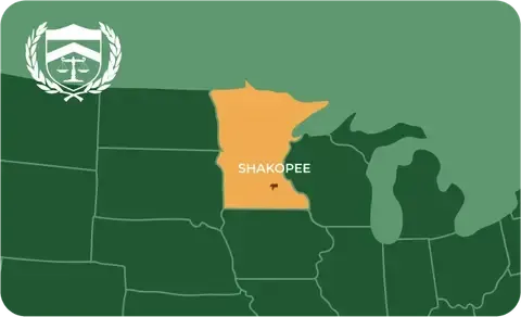State map with Shakopee, Minnesota highlighted, showing that Cash for Arms purchases guns in Shakopee