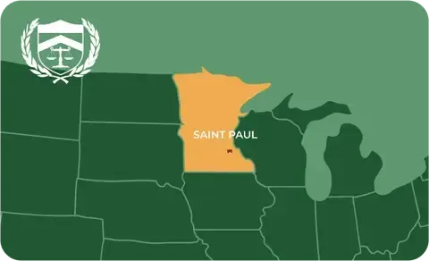 State map with Saint Paul, Minnesota highlighted, showing that Cash for Arms purchases guns in Saint Paul