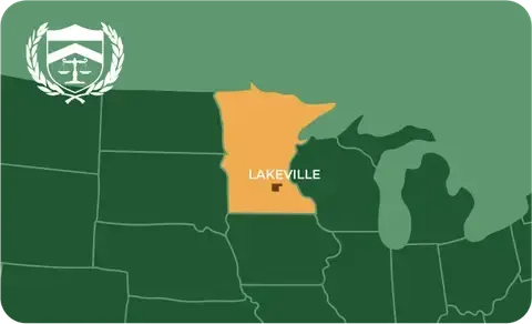 State map with Lakeville, Minnesota highlighted, showing that Cash for Arms purchases guns in Lakeville