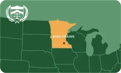 State map with Eden Prairie, Minnesota highlighted, showing that Cash for Arms purchases guns in Eden Prairie