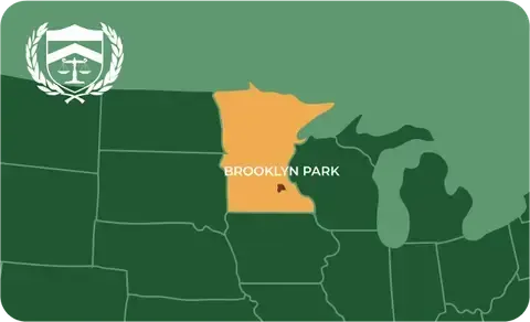State map with Brooklyn Park, Minnesota highlighted, showing that Cash for Arms purchases guns in Brooklyn Park