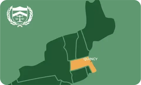 State map with Quincy, Massachusetts highlighted, showing that Cash for Arms purchases guns in Quincy