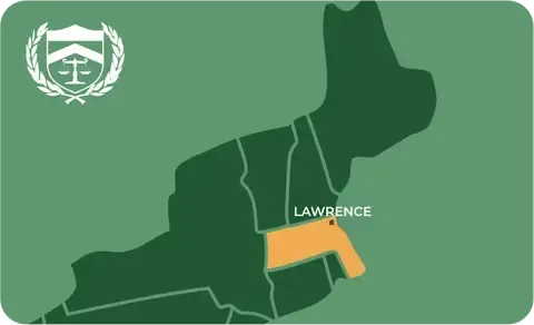 State map with Lawrence, Massachusetts highlighted, showing that Cash for Arms purchases guns in Lawrence