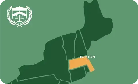 State map with Boston, Massachusetts highlighted, showing that Cash for Arms purchases guns in Boston