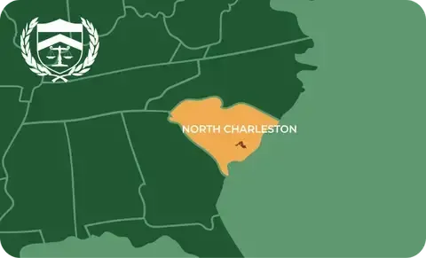 State map with North Charleston, South Carolina highlighted, showing that Cash for Arms purchases guns in North Charleston