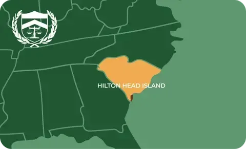 State map with Hilton Head Island, South Carolina highlighted, showing that Cash for Arms purchases guns in Hilton Head Island